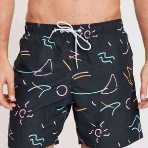 Boardies Black Swim Shorts‎ with Abstract Design